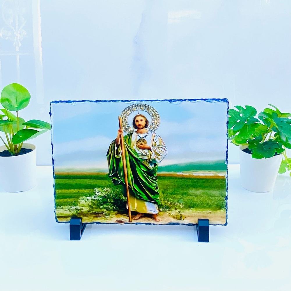San Judas Tadeo, Religious Plaque, Saint Jude Photo Plaque, Remembrance Gift,